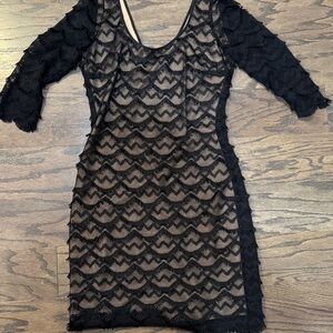 Guess Black Sheer Lace Dress